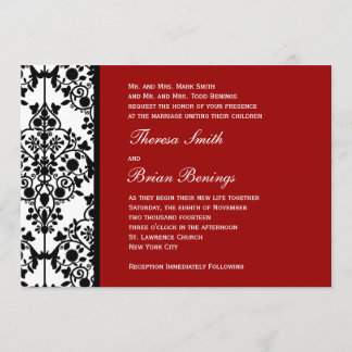 Red Damask Wedding Invitation