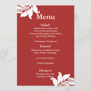 Red Damask Wedding Menu