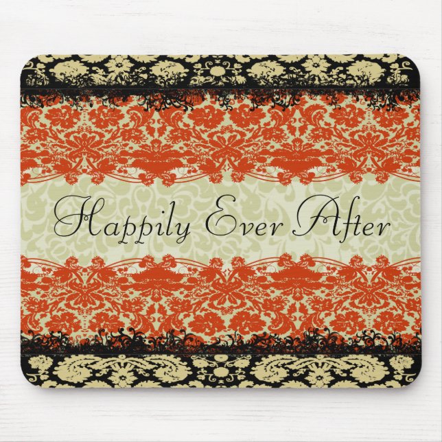 Red Damask Wedding Mouse Mat (Front)