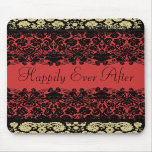 Red Damask Wedding Mouse Mat