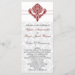 red damask Wedding program Programme