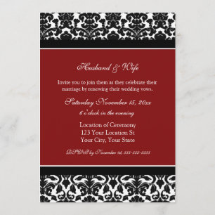 Red Damask Wedding Vow Renewal Invitations