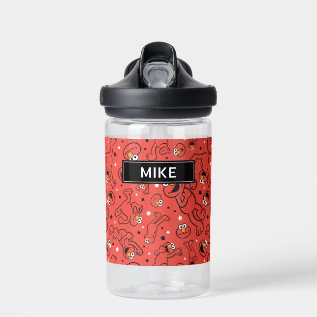 Red Dancing Elmo Pattern | Add Your Name Water Bottle (Front)