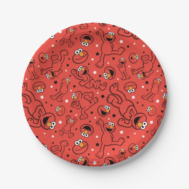 Red Dancing Elmo Pattern Paper Plate (Front)
