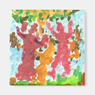 Red dancing figures magnet