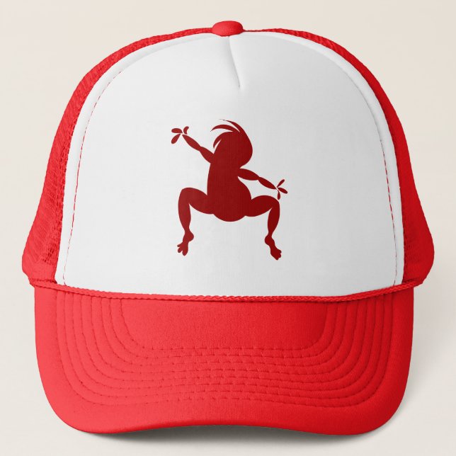 Red Dancing Kokopelli Trucker Hat (Front)