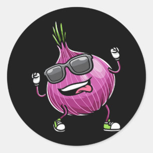 Red Dancing Onion Vegetable  Classic Round Sticker