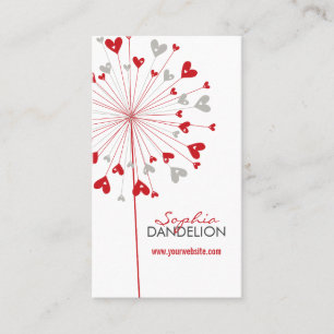 Red Dandelions Love Hearts Whimsical Profile Card