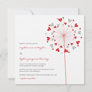 Red Dandelions Love Summer Wedding Invitation