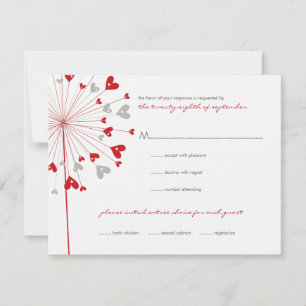 Red Dandelions Love Summer Wedding RSVP Card