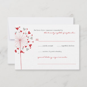Red Dandelions Love Summer Wedding RSVP Card