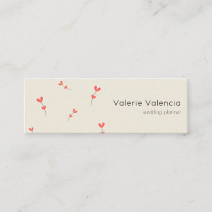 Red dandelions romantic beige floral vintage  mini business card