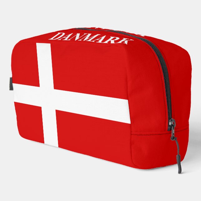 Red Danish flag personalised toiletry travel bag (Right Corner)
