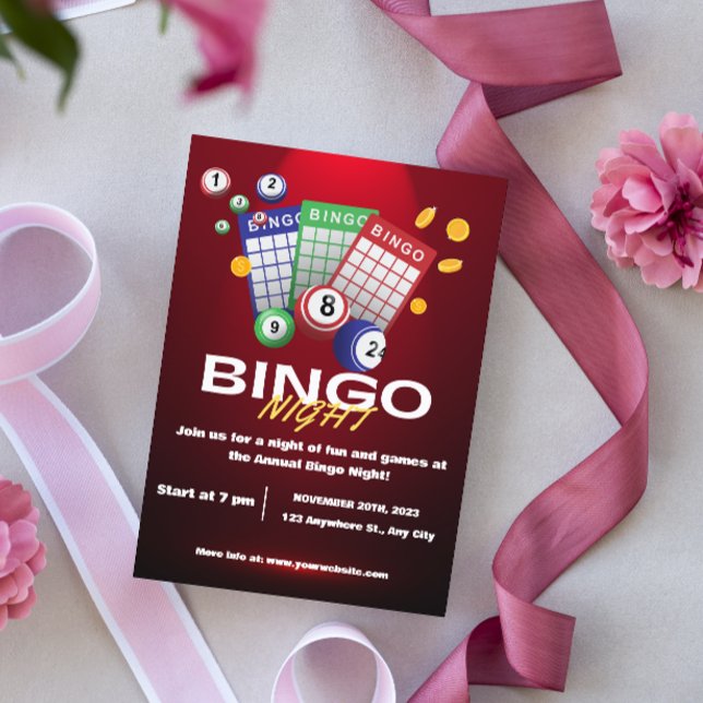 Red Dark Bingo Night Party Invitation (Creator Uploaded)