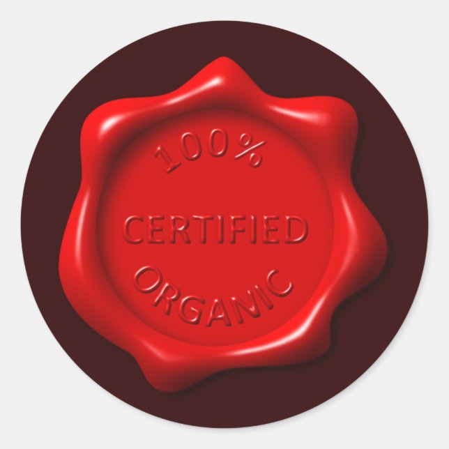Red Dark Brown 100% Certified Organic Wax Seal (Front)