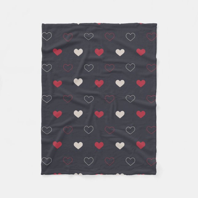 Red & dark Heart Seamless Pattern Cute Minimal Fleece Blanket (Front)