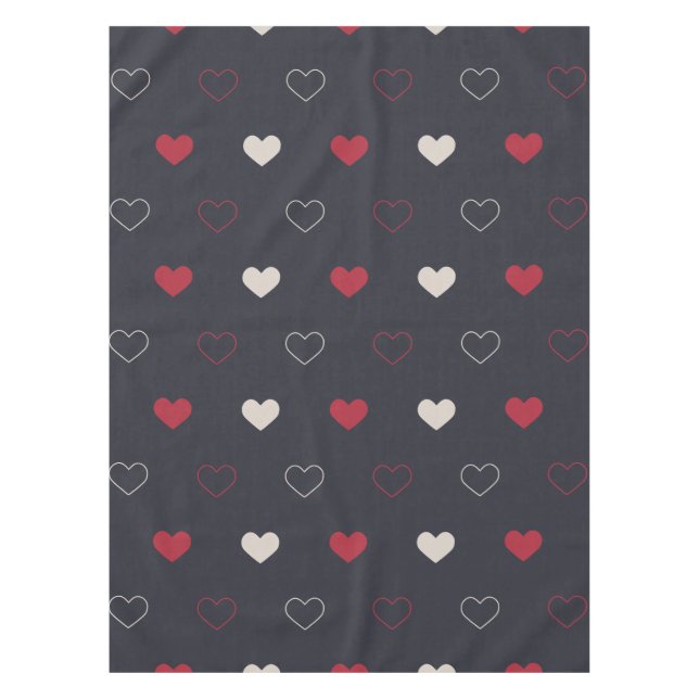 Red & dark Heart Seamless Pattern Cute Minimal Tablecloth (Front)