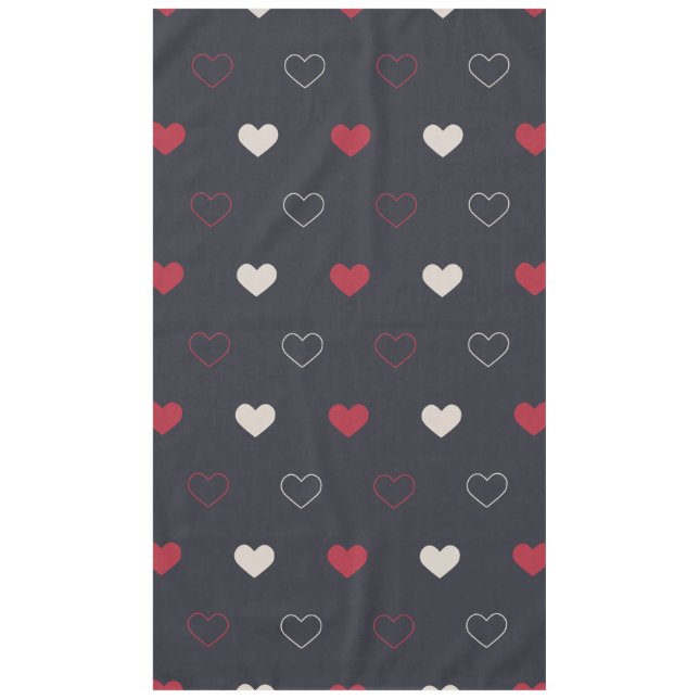 Red & dark Heart Seamless Pattern Cute Minimal Tablecloth (Front)