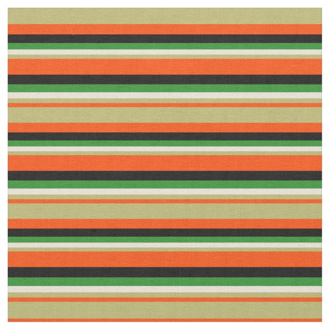 Red, Dark Khaki, Bisque, Forest Green, and Black Fabric (Close Up)