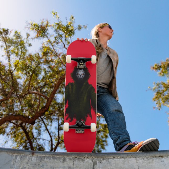 Red Dark Monster Creature Gothic Horror Skateboard (Outdoor 1)