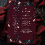Red Dark Moody Romantic Black Peony Gothic Wedding Programme<br><div class="desc">Set the stage for a hauntingly elegant event with these Gothic programs. These luxurious floral wedding programs feature a bouquet of black and red peonies and blue berries against a red background. It is perfect for a dramatic and unforgettable celebration. They are ideal for lovers of dark romance and timeless...</div>