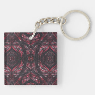 Red Dark Red Abstract Watercolor Art Key Ring