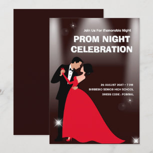  Red Dark Red Modern Illustrative Prom Night  Invitation