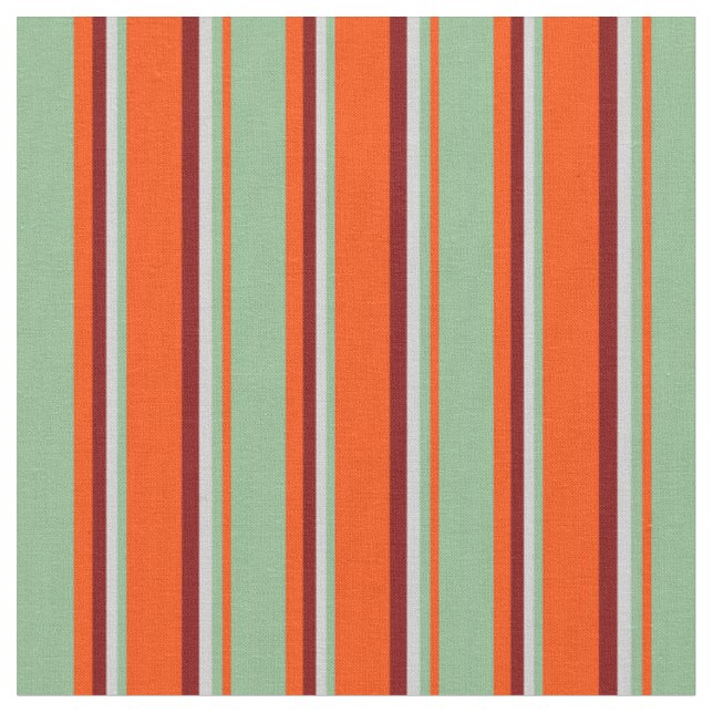 Red, Dark Sea Green, Light Grey & Maroon Coloured Fabric (Close Up)