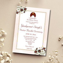 Red Dastar bandi invitation card template