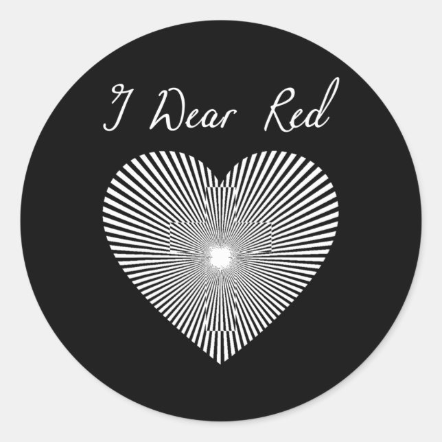 Red Day Heart Ribbon Costume Heart Disease Month  Classic Round Sticker (Front)