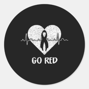 Red Day Heart Ribbon Costume Heart Disease Month  Classic Round Sticker