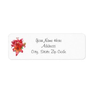 Red Day Lilies Return Address Labels
