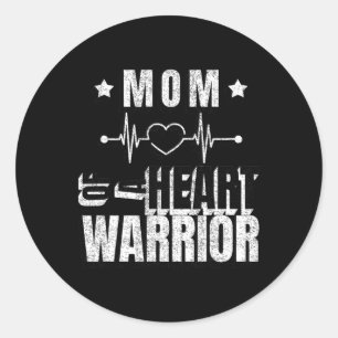 Red Day Mum Of A Heart Warrior Saying Classic Round Sticker