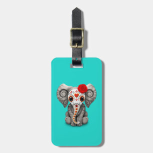Red Day of the Dead Elephant Luggage Tag