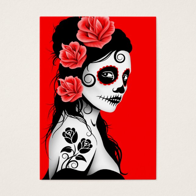 Red Day of the Dead Sugar Skull Girl (Front)