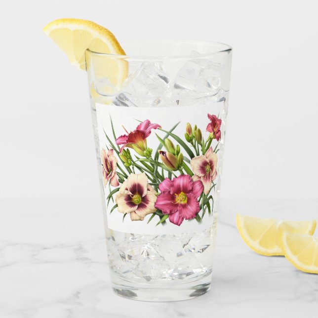 Red Daylilies Floral Glass (Front Ice)