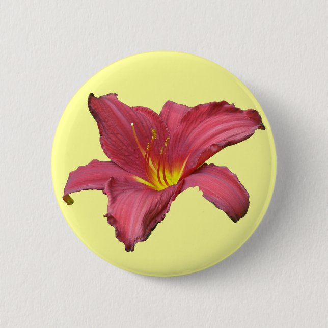 Red Daylily Coordinating Items 6 Cm Round Badge (Front)