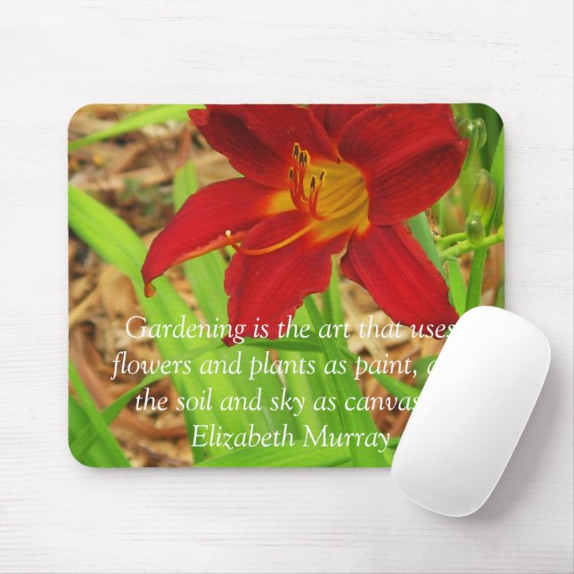 Red DayLily Mousepad (With Mouse)