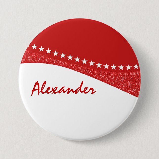 Red Dazzling Star Curves Button (Front)