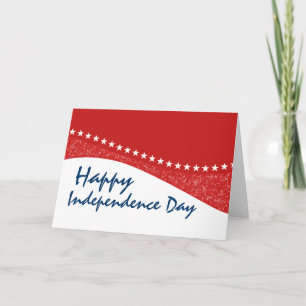 Red Dazzling Star Curves July 4th Greeting Card