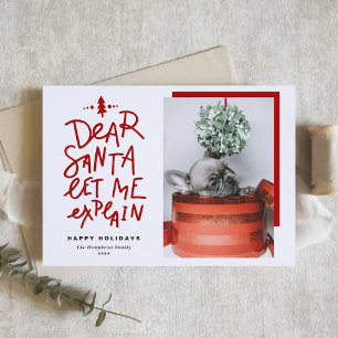 Red Dear Santa Let Me Explain Baby Photo Holiday Card