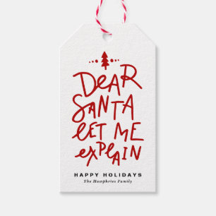 Red Dear Santa Let Me Explain Lettering Christmas Gift Tags