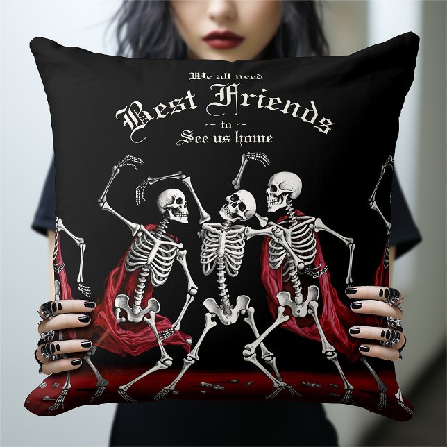 Red Death Dancing Skeletons Gothic Wedding Cushion (Creator Uploaded)