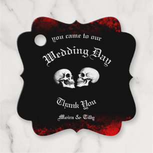 Red Death Dancing Skeletons Gothic Wedding Favour Tags
