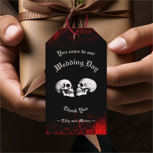 Red Death Dancing Skeletons Gothic Wedding Gift Tags