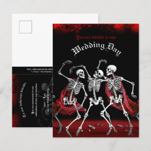 Red Death Dancing Skeletons Gothic Wedding Invitation Postcard
