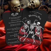 Red Death Dancing Skeletons Gothic Wedding Invite