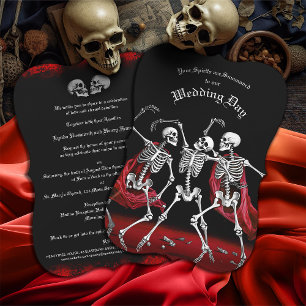Red Death Dancing Skeletons Gothic Wedding Invite