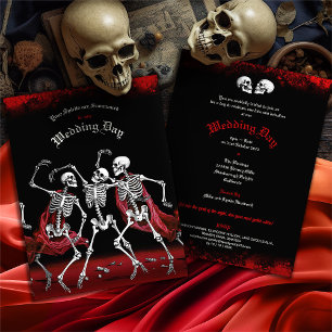 Red Death Dancing Skeletons Gothic Wedding Postcard