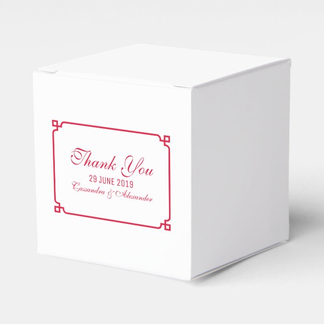 Red Deco Chic Wedding Favour Box (Front Side)